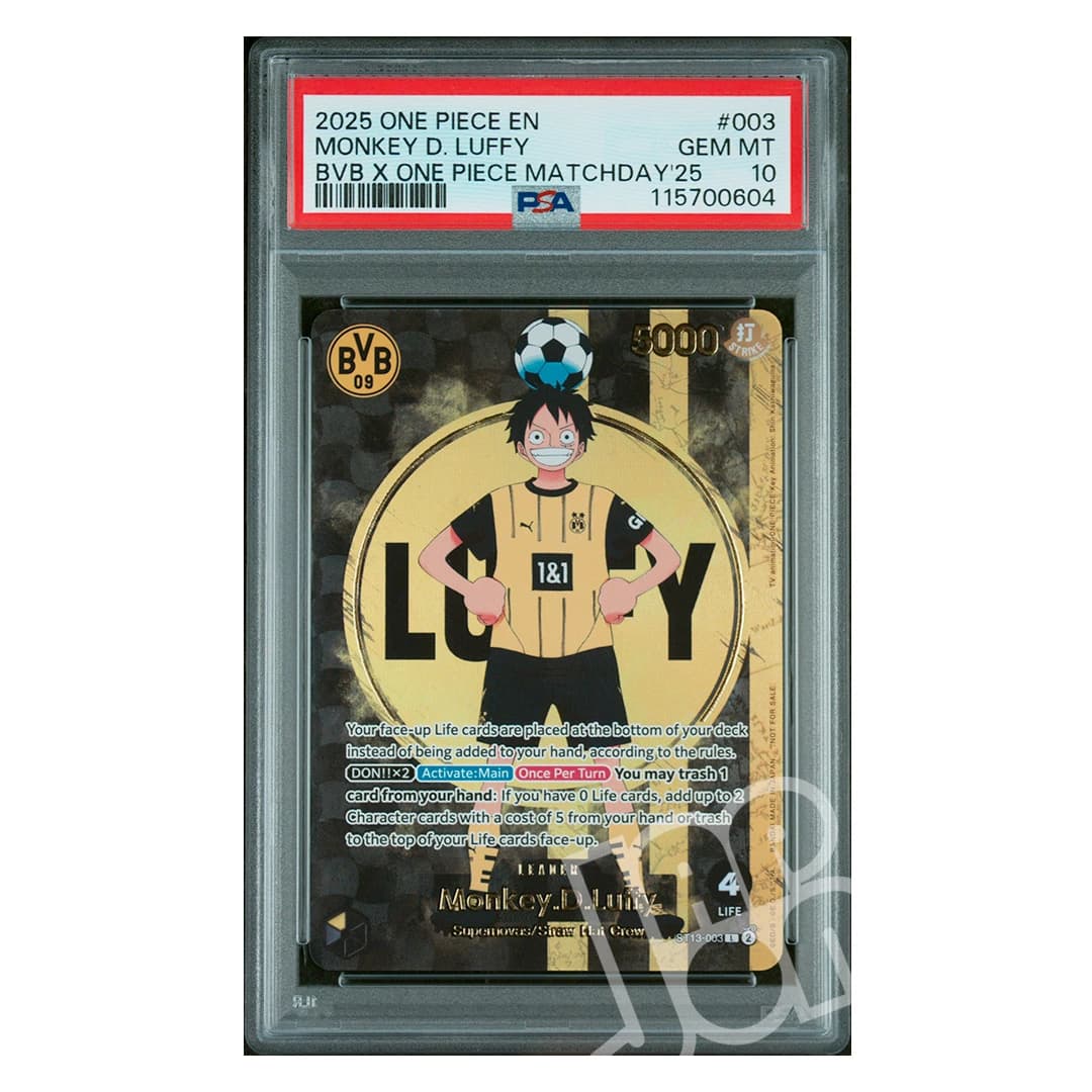Immagine prodotto di: Monkey D. Luffy ST13-003 BVB X One Piece Matchday ’25 Promo English – PSA 10